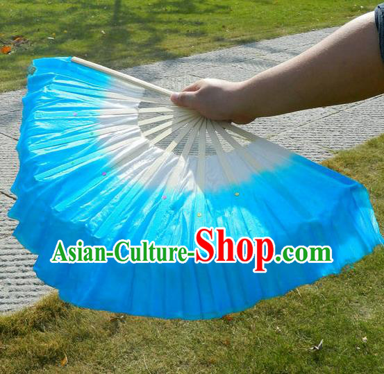 Traditional Pure Silk Color Change Chinese Dance Folk Dance Hand Fans Yangge Dance Hand Fan Oriental Fan