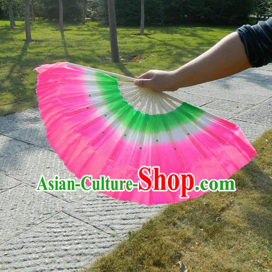 Traditional Pure Silk Color Change Chinese Dance Folk Dance Hand Fans Yangge Dance Hand Fan Oriental Fan