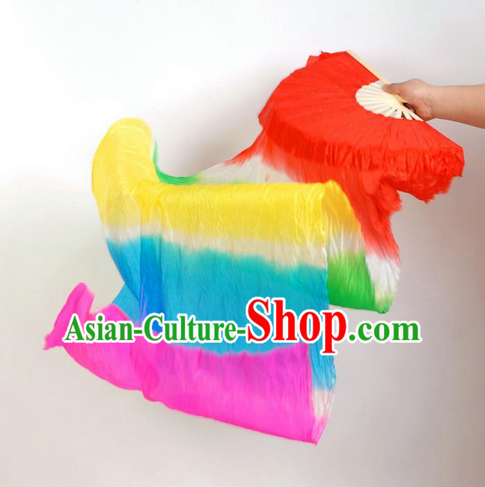 1.8 Meters Pure Silk Long Color Change Chinese Dance Folk Dance Hand Fans Yangge Dance Hand Fan Oriental Fan