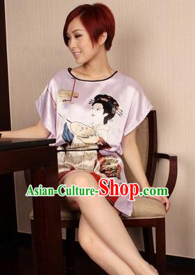 Night Gown Women Sexy Skirt Ancient China Style Chinese Traditional Beauty Pattern Night Suit Nighty Bedgown Pink