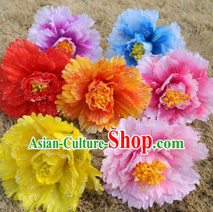 Traditional Chinese Handmade Umbrellas Folk Dance Stage Props Umbrellas Yangge Dance Peony Umbrella