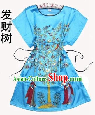 Night Gown Women Sexy Skirt Ancient China Style Chinese Traditional Chinese Guiana Chestnut  Night Suit Nighty Bedgown Blue