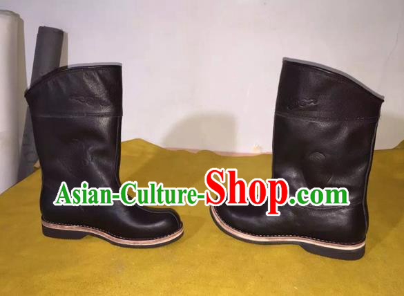 Traditional Chinese Minority Mongol Nationality Ethnic Minorities Mongolian Dance Cowhide Boots Mongolian Knee Boots Jockey Boots Tanks Boots for Men