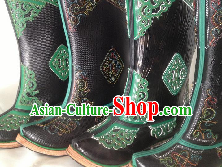 Traditional Chinese Minority Mongol Nationality Ethnic Minorities Mongolian Dance Cowhide Boots Mongolian Knee Boots Jockey Boots Tanks Boots for Men