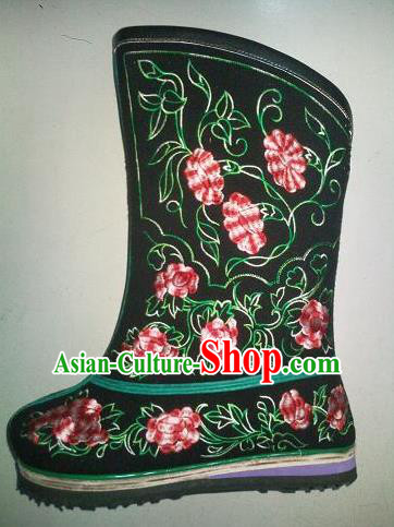 Traditional Chinese Minority Mongol Nationality Ethnic Minorities Mongolian Dance Pure Woolen Fabric Boots Mongolian Knee Boots Jockey Boots Snow Boots for Women