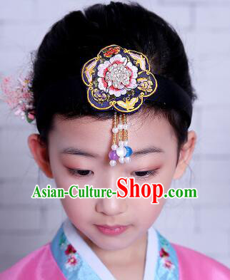 Korean Hair Accessory for Girl Children Hair Accessories Strap Ties Headwrap Kerean Traditional Blue