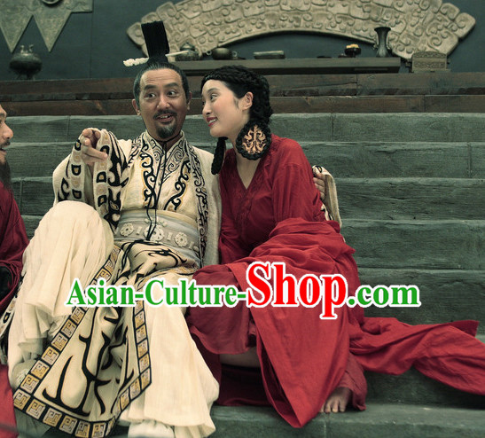 Chinese Ancient Film Costumes Emperor Long Robes and Coronet Complete Set for Men
