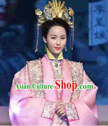 Chinese Ancient Film Ming Dynasty Costumes Princess Clothes and Coronet Complete Set for Women