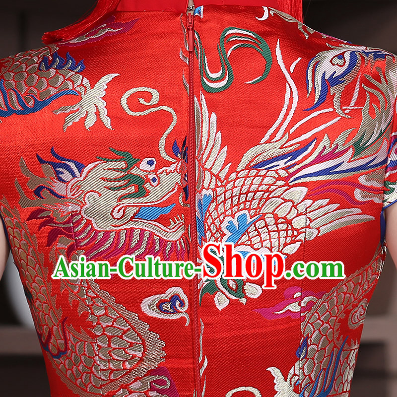 Ancient Chinese Costume Xiuhe Suits Chinese Style Wedding Dress Red Ancient Retro Longfeng Dragon And Phoenix Flown Bride Toast Cheongsam For Women
