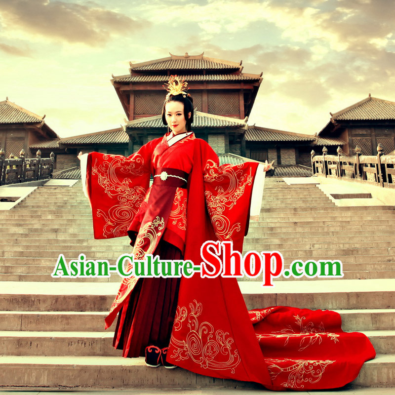 Ancient Chinese Princess, Queen Dance Costume, Hanfu, Traditional Red Bride Wedding Dress For Women