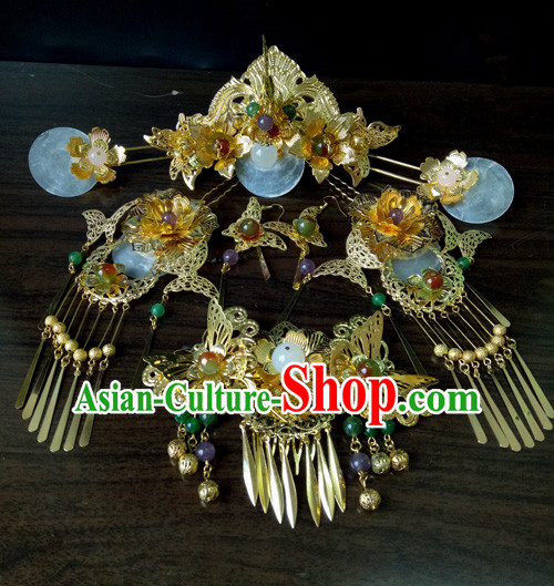 Chinese Ancient Style Hair Jewelry Accessories, Hairpins, Hanfu Xiuhe Suits Wedding Bride Headwear, Headdress, Imperial Empress Handmade Hair Fascinators for Women