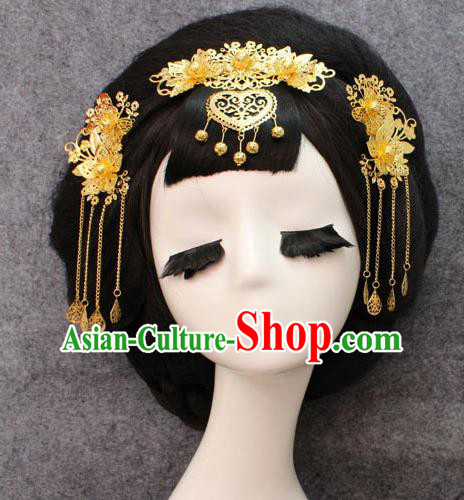 Chinese Ancient Style Hair Jewelry Accessories, Hairpins, Xiuhe Suits Wedding Bride Headwear, Headdress Set, Imperial Empress Handmade Phoenix Hair Fascinators for Women