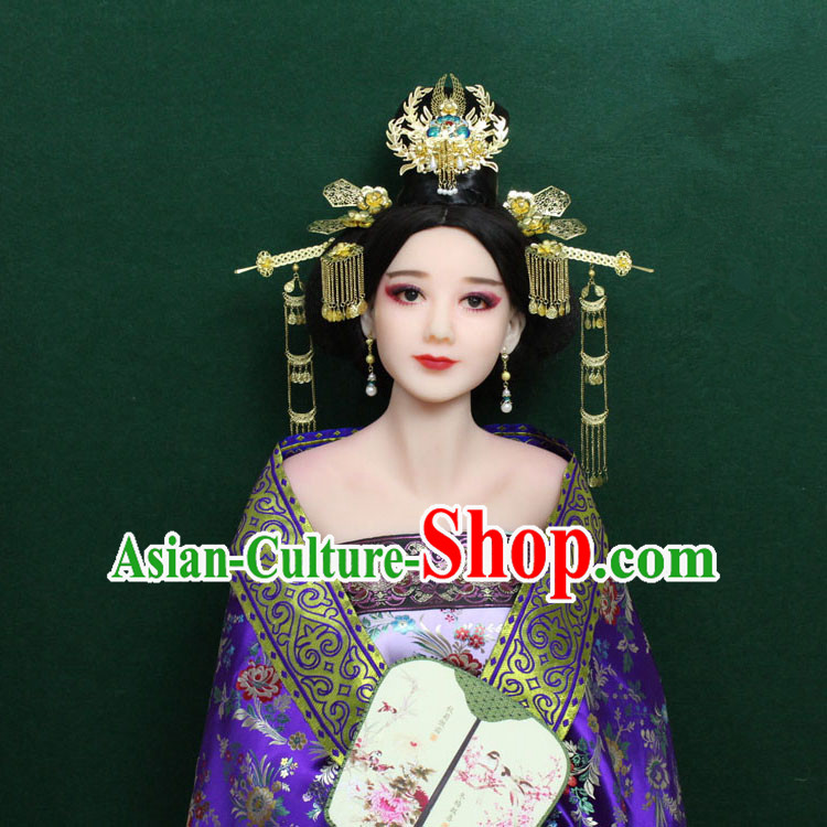 Chinese Ancient Style Hair Jewelry Accessories, Hairpins, Tang Dynasty Xiuhe Suits Wedding Bride Headwear, Headdress, Imperial Empress Handmade Phoenix Hair Fascinators for Women