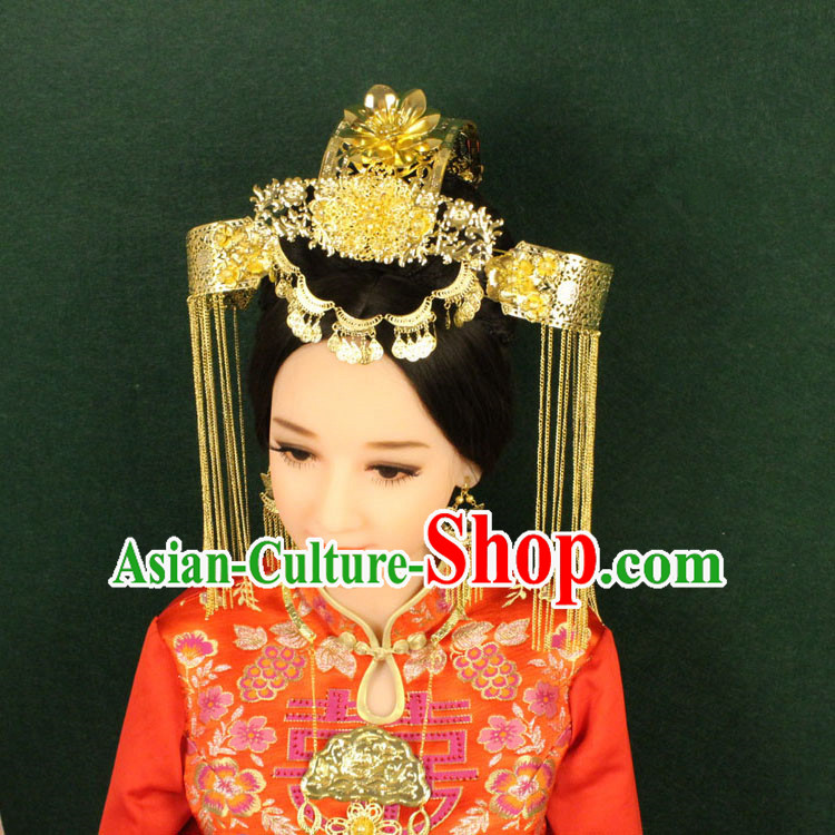 Chinese Ancient Style Hair Jewelry Accessories, Hairpins, Tang Dynasty Xiuhe Suits Wedding Bride Headwear, Headdress, Imperial Empress Princess Handmade Phoenix Hair Fascinators for Women