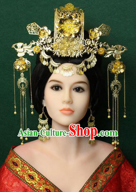 Chinese Ancient Style Hair Jewelry Accessories, Hairpins, Tang Dynasty Xiuhe Suits Wedding Bride Headwear, Headdress, Imperial Empress Queen Handmade Hair Fascinators for Women