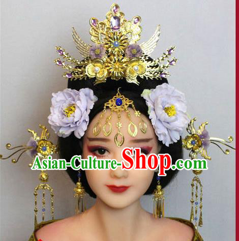 Chinese Ancient Style Hair Jewelry Accessories, Hairpins, Tang Dynasty Xiuhe Suits Wedding Bride Imperial Empress, Cosplay Princess Handmade Phoenix for Women