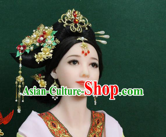 Chinese Ancient Style Hair Jewelry Accessories, Hairpins, Tang Dynasty Xiuhe Suits Wedding Bride, Imperial Empress Handmade Cosplay Princess Phoenix for Women