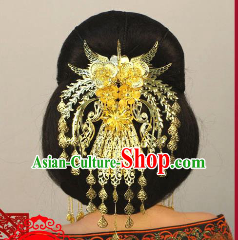 Chinese Ancient Style Hair Jewelry Accessories, Hairpins, Tang Dynasty Xiuhe Suits Wedding Bride Imperial Empress Handmade Phoenix for Women