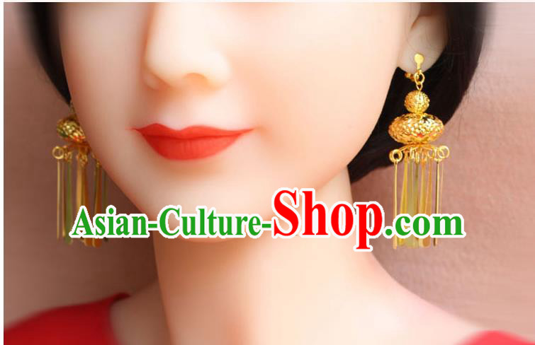 Ancient Chinese Style Imperial Palace Empress Queen Blueing Earrings