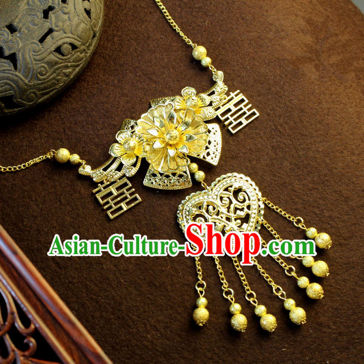 Chinese Imperial Queen Necklace, Empress Necklaces, Xiuhe Suit Necklaces, Wedding Accessories For Women