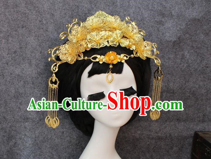 Chinese Ancient Style Hair Jewelry Accessories, Hairpins, Hanfu Xiuhe Suit Wedding Bride Phoenix Coronet, Hair Accessories for Women