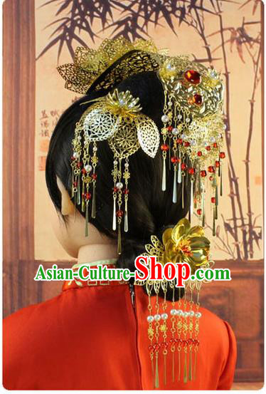 Chinese Ancient Style Hair Jewelry Accessories, Hairpins, Tang Dynasty Xiuhe Suit Wedding Bride Phoenix Coronet, Hair Accessories for Women