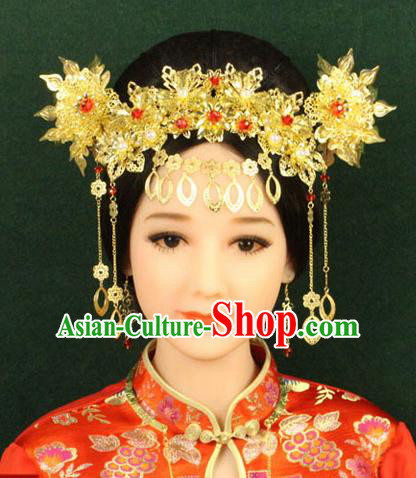 Chinese Ancient Style Hair Jewelry Accessories, Hairpins, Han Dynasty Princess Hanfu Xiuhe Suit Wedding Bride Phoenix Coronet, Hair Accessories for Women