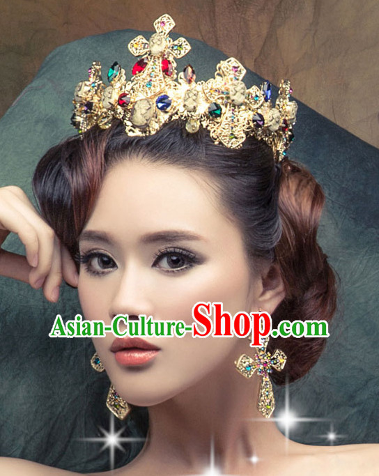 Traditional Chinese Style Princess Empress Queen Brides Wedding Headpieces Hair Fascinators Jewelry Decorations Hairpins Phoenix Crown Coronet