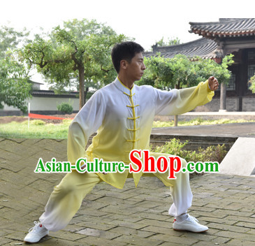 Top Color Transition Kung Fu Outfit Martial Arts Uniform Kung Fu Training Clothing Gongfu Flax Suits for Men Women Adults Children