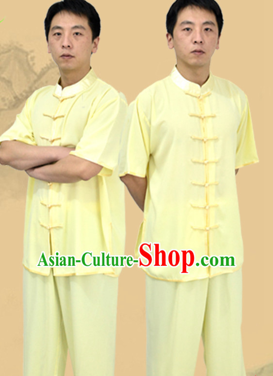 Top Yellow Kung Fu Outfit Martial Arts Uniform Kung Fu Training Clothing Gongfu Suits for Men Women Adults Children