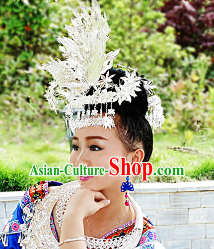 Chinese Princess Miao Tribe Headwear Silver Hat