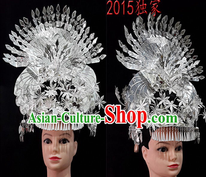 Chinese Princess Miao Tribe Headwear Silver Hat Phoenix Headwear