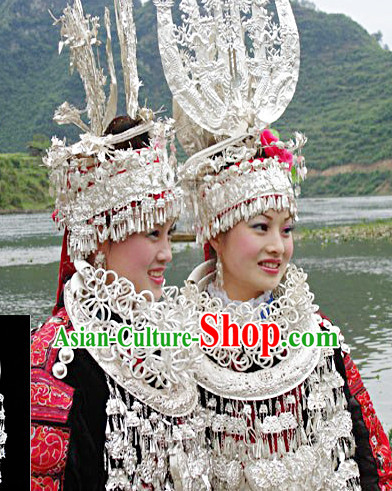 Chinese Princess Miao Tribe Headwear Silver Hat Phoenix Headwear