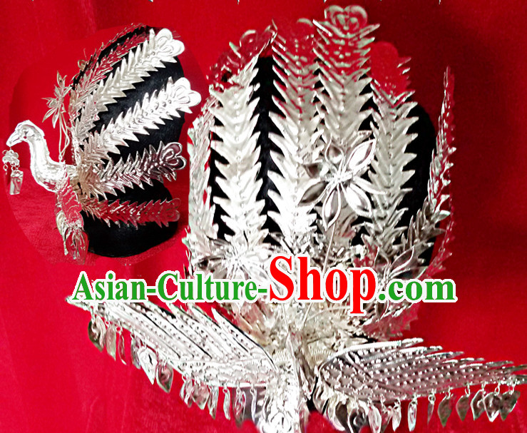 Chinese Princess Miao Tribe Headwear Silver Hat Phoenix Headwear