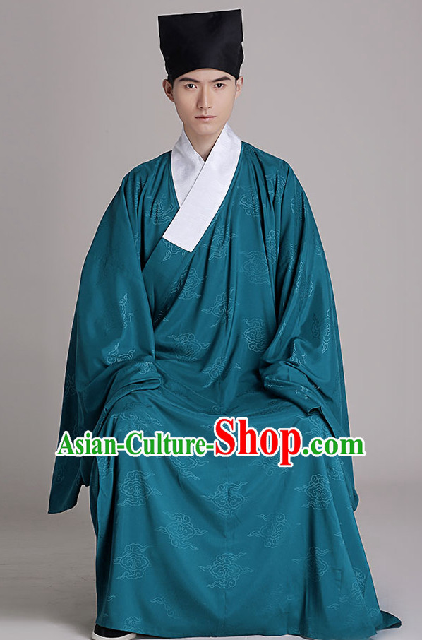 Chinese National Costumes Clothing and Hat Complete Set for Men