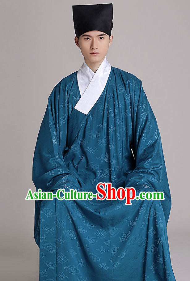 Chinese Style Dresses Kimono Dress Clothing and Hat Complete Set for Men