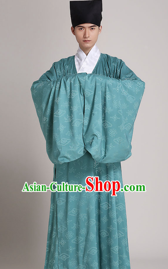 Chinese Style Dresses Kimono Dress Clothing and Hat Complete Set for Men