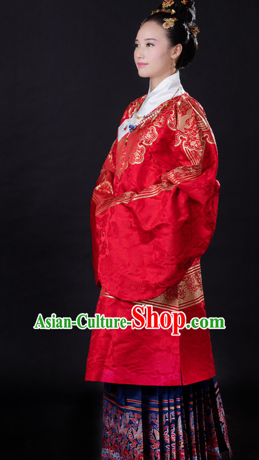 Chinese Style Dresses Kimono Dress Song Dynasty Outfits and Hat Complete Set for Girls