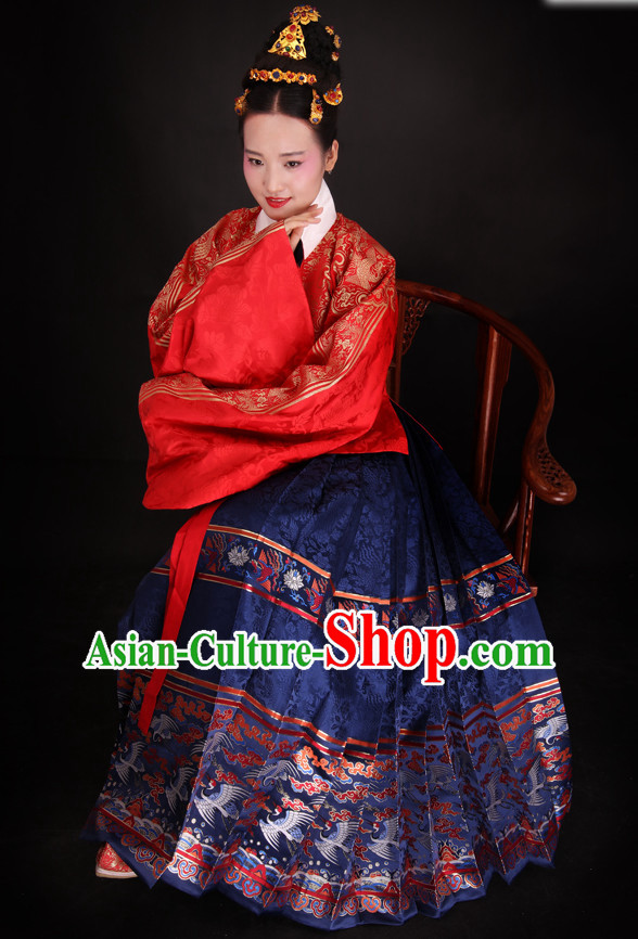 Chinese Style Dresses Kimono Dress Song Dynasty Outfits and Hat Complete Set for Women