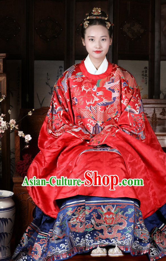 Chinese Style Dresses Kimono Dress Song Dynasty Empress Princess Queen Outfits and Hat Complete Set for Women