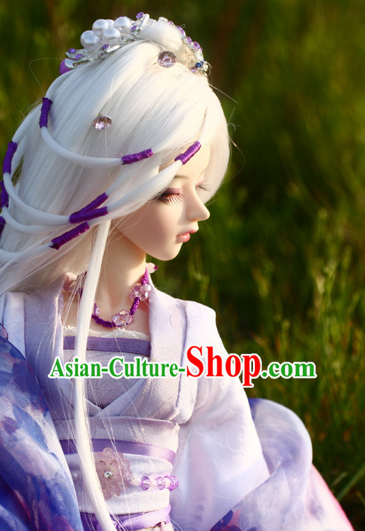 Ancient Chinese Style White Wigs and Hair Accessories