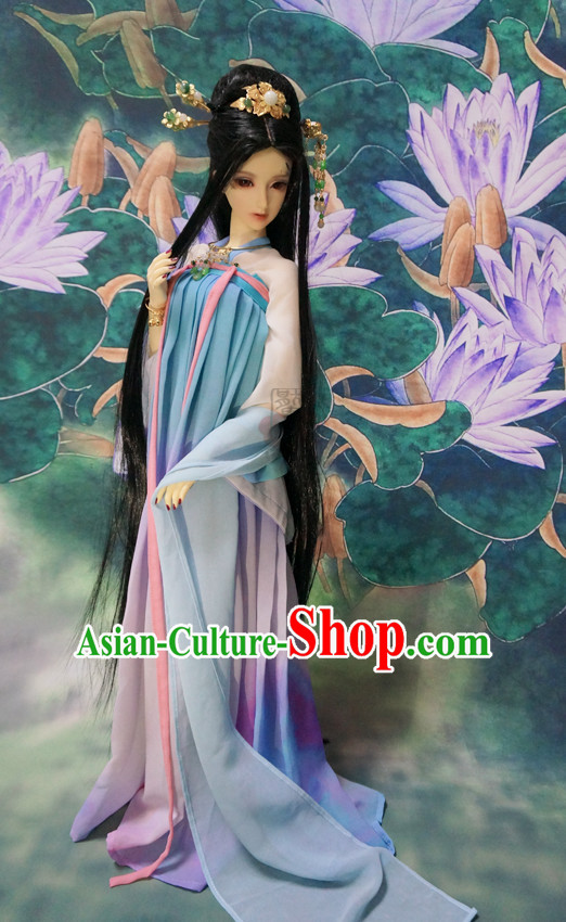 Chinese Style Dresses Chinese Taoist Clothing Clothes Han Chinese Costume Hanfu and Hair Jewelry Complete Set for Women Adults Children