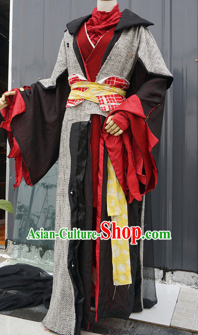 Chinese Style Dresses Chinese Swordsman Clothing Clothes Han Chinese Costume Hanfu and Hair Jewelry Complete Set for Men Adults Children