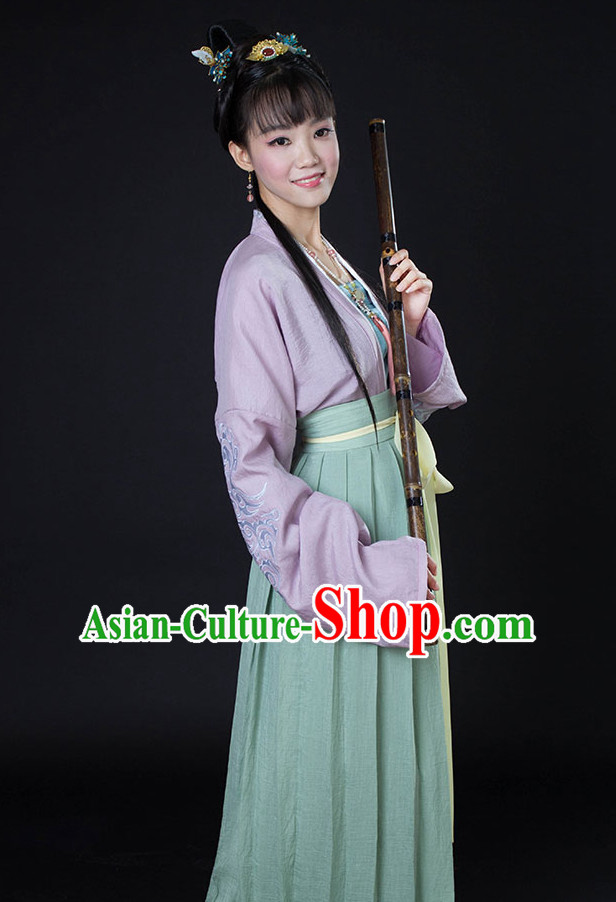 Chinese Style Dresses Kimono Dress Song Dynasty Empress Princess Queen Outfits and Headpieces Complete Set for Women