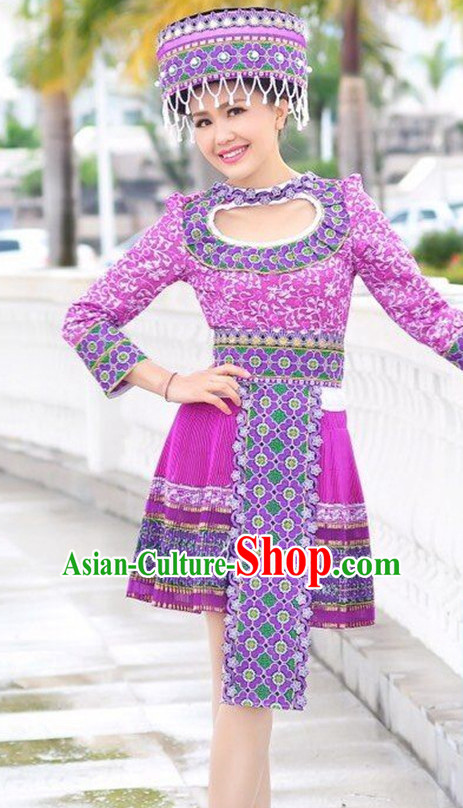 Chinese Traditional Miao Minority Clothing Complete Set for Women