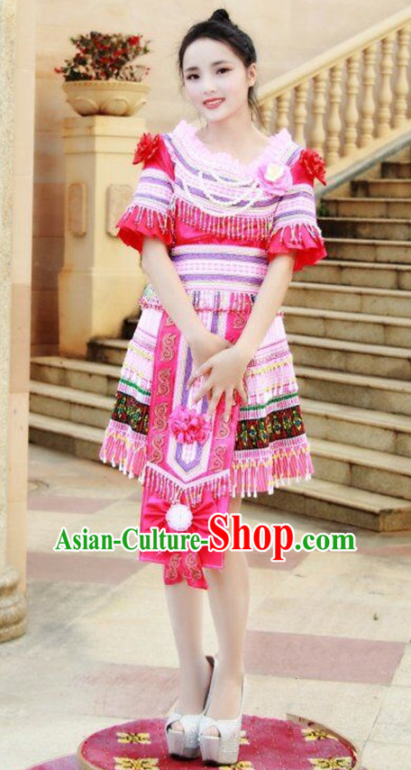 Chinese Traditional Miao Minority Princess Queen Empress Clothes and Hat Complete Set for Women