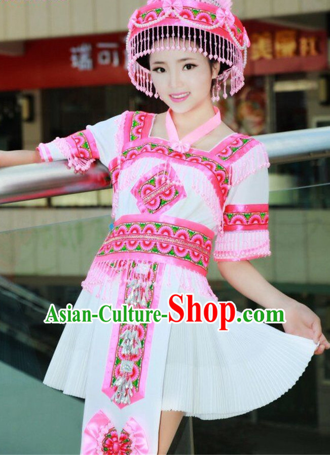 Chinese Traditional Miao Minority Princess Queen Empress Clothes and Hat Complete Set for Women