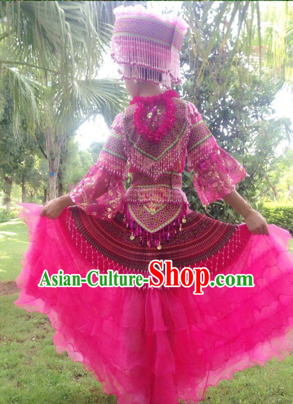 Chinese Traditional Miao Minority Princess Queen Empress Clothes and Headwear Complete Set for Women