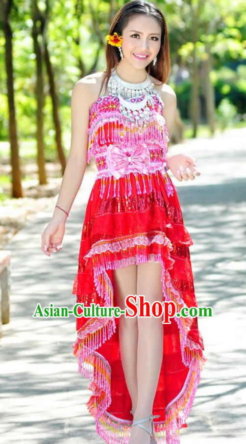 Chinese Traditional Miao Minority Princess Queen Empress Clothes and Headwear Complete Set for Women