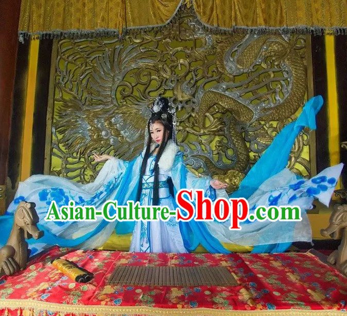 Chinese Ancient Empress Princess Queen Clothing and Headpieces Complete Set for Women Girls Adults Children